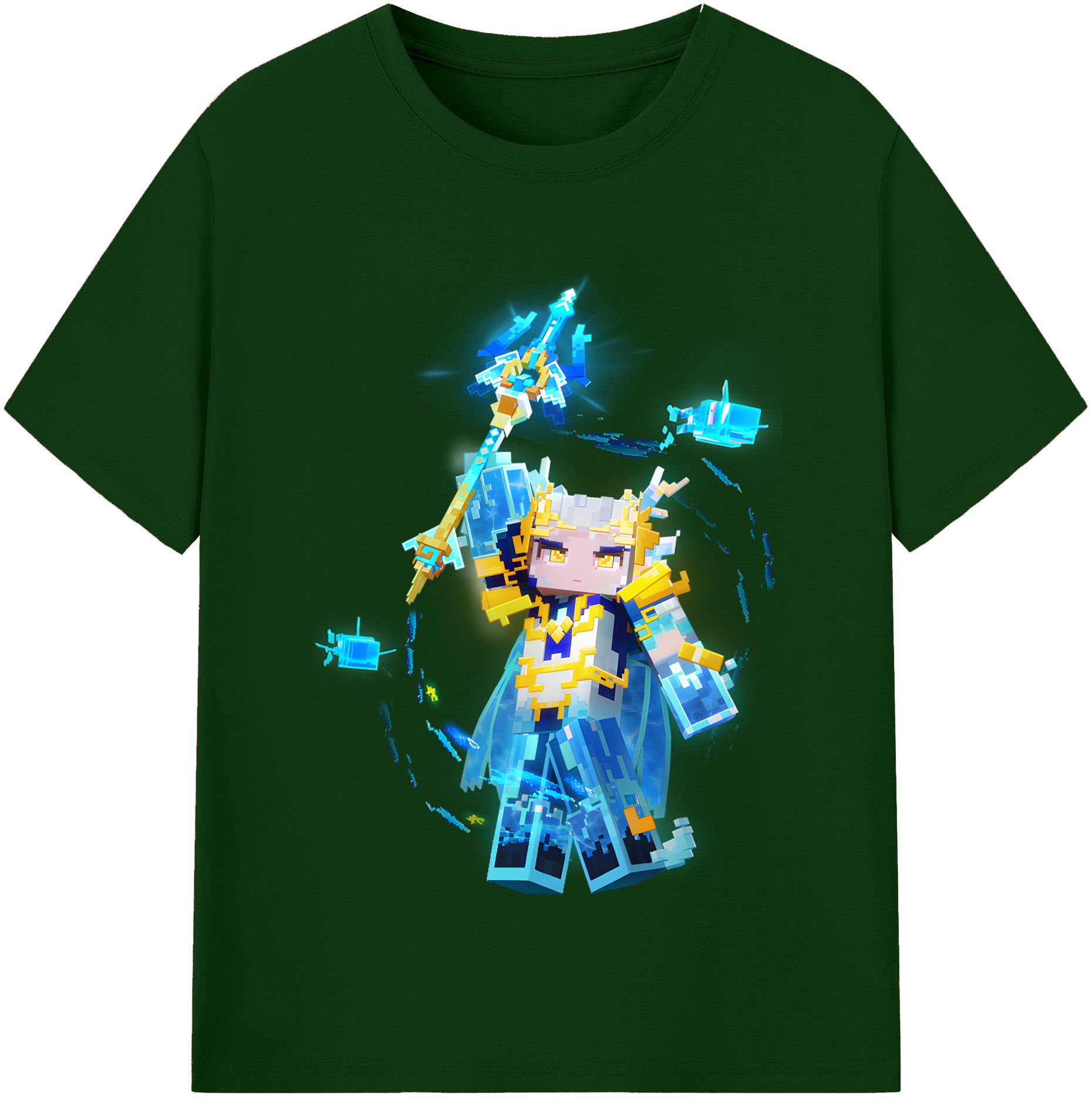 （画像用） マインクラフト ブロックの世界 Minecraft MC Block world 綿100％半袖Tシャツ（フロントプリント）